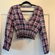 Zara Check Plaid Crop Top Women's Size Small New With Tags Perfect For Fall
