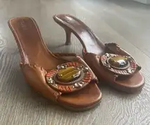 Prada Leather & Tigers Eye Kitten Heels