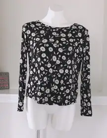 Next Top with Cutout Back Floral Long Sleeve Top Size 10