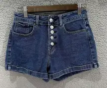 Pacsun womens shorts 24 blue medium wash mom short button fly high rise boho