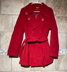 Jou Jou Double Breasted Red Trench Pea Coat M