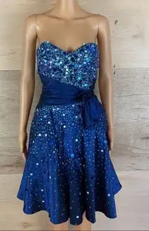 Jovani Royal Blue Sequined Dress