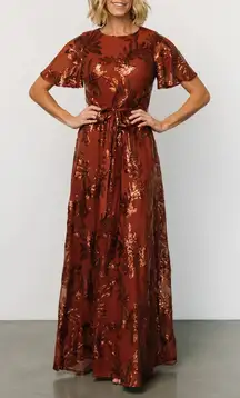 NWT Women’s Baltic Born Muse Sequin Maxi Dress Cinnamon Size M
