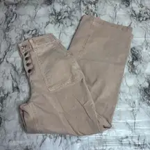SONOMA Button fly high rise wide leg cargo khaki color pants denim size 4 tan