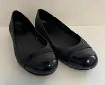 Crocs Women's Gianna‎ Alice Shiny Cap Toe Ballet Flats Black Size 7 Shiny Toe