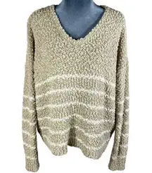 C&C California Chenille Sweater Women's Large Oversized Tan Boxy Knit Beachy