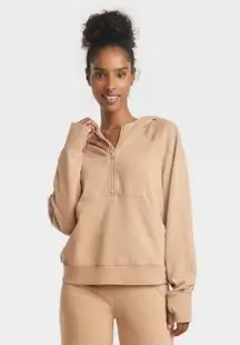 JoyLab Beige Half Zip Fleece Pullover Sweatshirt Size XL