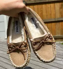Minnetonka Fur lined Slippers Moccasins Lynda Trapper‎ Women's 5