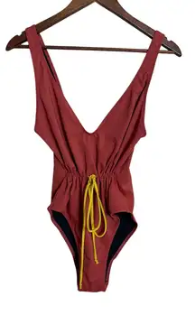 Solid & Striped Michelle Tie Waist One-Piece Swimsuit in Raid Womans Large