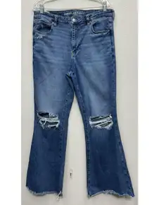 American Eagle AE Super High Rise Flare Jeans Next Level Stretch Women's 14 2024