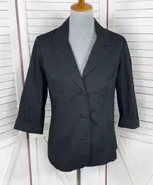 Chicos Twill Cuff Sleeve Casual Blazer Jacket Black Small 4