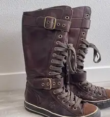 Converse RARE  Archive Vintage Punk Tall High Leather Moto Buckle Boots Shoes