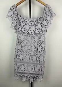ASTR Purple Lilac Crochet Lace Off Over The Shoulder Mini Dress Size‎ XS