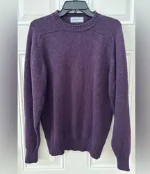 Saks Fifth Avenue 100% Wool Crew Neck Sweater Women's M Purple Long Sleeve