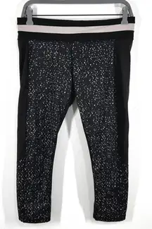 Lululemon‎ Crop Leggings Black Speckled Athletic Yoga Pants Activewear Size 10