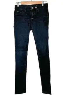 Philipp Plein Devil's Food Skinny Stretch Low Rise Jegging Black Fade Wash 27