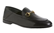 Gucci Brixton Leather Horsebit Loafers Mules Slide Black Size 37