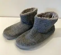 Dearfoams Slipper Booties in M 7-8 Gray Knit