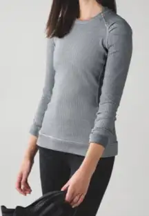 Lululemon Think Fast Long Sleeve Top Herringbone Black - Size 8
