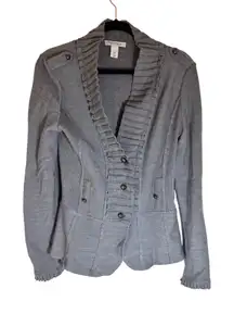 White House Black Market Ruffle Cardigan Jacket – Gray, Size L