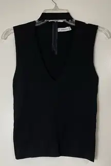 Zara black knit ribbed cutout collar sleeveless top size medium