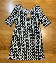 Juicy Couture Pam Gela Pow Wow Chain Link Print Dress Black White Women’s Medium