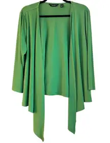 Susan Graver Liquid Knit Cardigan Green 1X