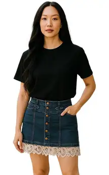 Gap Y2K Button Front Denim Skirt Blue Size 12 Festival Dummer Boho Vintage Cute