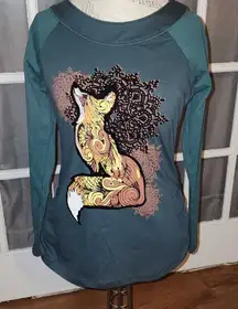 NWT Joe Brown's Womens Teal Fox Shirt‎ Top US 8 New