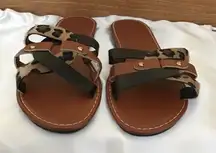 SHEIN  Brown and Leopard Print Sandals