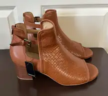 Torrid Carmel Woven Peep Toe Block Heel Size Extra Wide Width 11 New