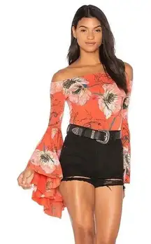 We The Free‎ People Top XS Birds of Paradise Off The Shoulder Bell Sleeve Boho