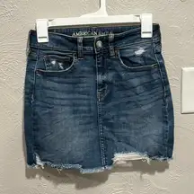 American Eagle Hi-Rise Super Stretch Distressed Jean Skirt Size 2