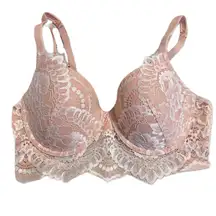 pale pink Lace Underwire lightly Padded So Free Bra Size 36B