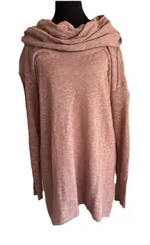 Ruby Moon Long Sleeve Dusty Rose Cowl Neck Lightweight Tunic Sweater Size L