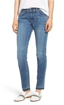 Rag & Bone Dre Slim Boyfriend Jeans Raw Hem Mid Rise Rove Blue Size 26 Straight