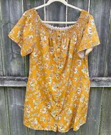 Staccato Mustard Yellow Off the Shoulder Floral Dress | L