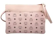 MCM  NEW With Tags Powder Pink Logo Flat Pouch/ Clutch Crossbody Purse