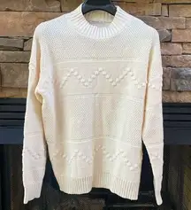 Pink Clover NWT  Stitch Fix Large cable knit ivory cream fall chunky sweater