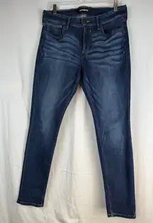 Express Mid Rise Dark Blue Women's Skinny Jeans