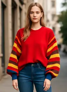 NWT Free People Rainbow Dreams Batwing Sleeve Top