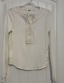 Free People, Size Small, Snap Cuff, 5 Snap 3/4 Waffle Top, White