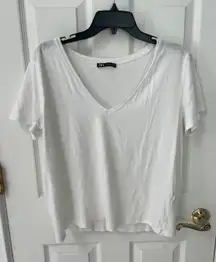 ZARA White V Neck Top