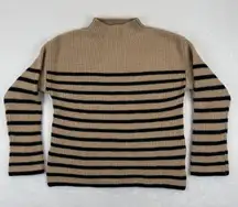 Rails Claudia Camel Ebony Stripe breton Mock Neck Long Sleeve Sweater Medium