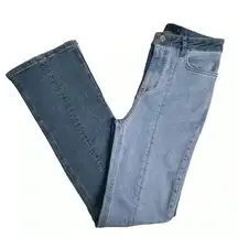 ASOS Design Women's High Rise Cigarette Jeans Split Front Two-Tone 25