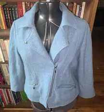 Chico’s blue moto lined 2/M normcore business casual jacket