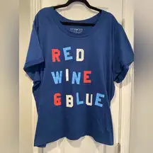 NWT Red Wine & Blue Size 3X Short Rolled Sleeve Crew Neck Cotton Tee Shirt USA