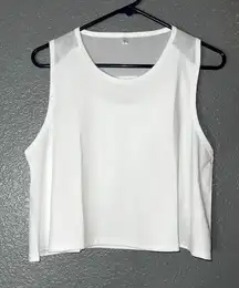We1Fit White Mesh Back Cropped Tank Top L Athletic Activewear