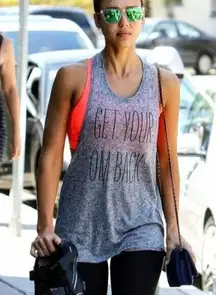 Sweaty Betty Gray "Get Your Om Back" Racerback Tank Top Size XS