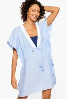 Talbots NWT Aqua Club Embellished Caftan Cover-Up in‎ Light Blue Size XS/S